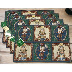 Christmas Nutcracker Tapestry Placemats NEW Set of 4 Holiday Kitchen Decor